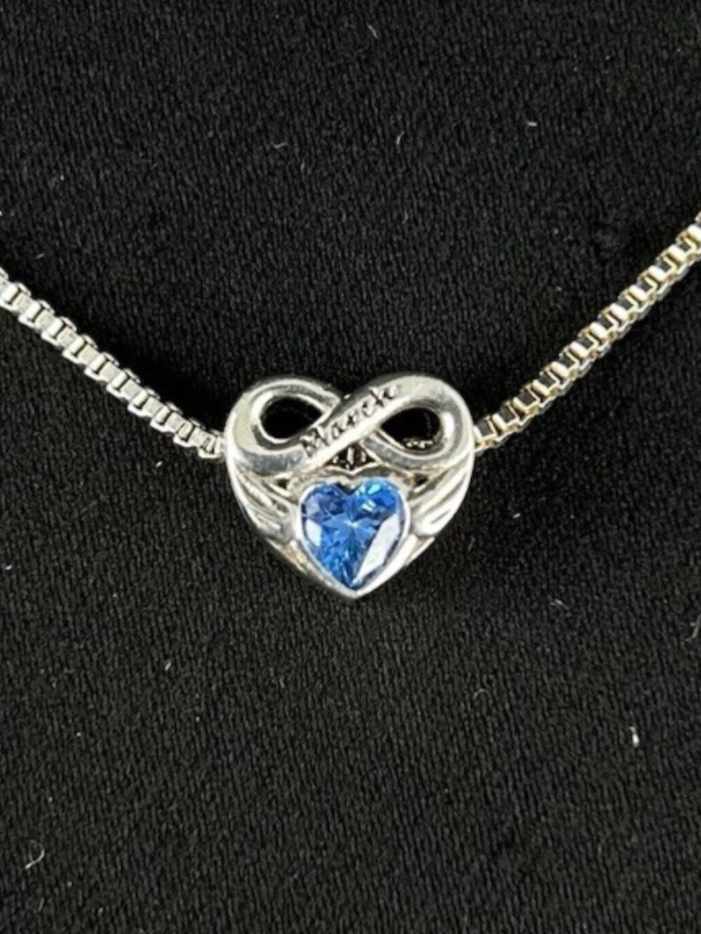 March Birthstone Pendant With Simulation Aquamarine & Faux Diamonds For Birthday